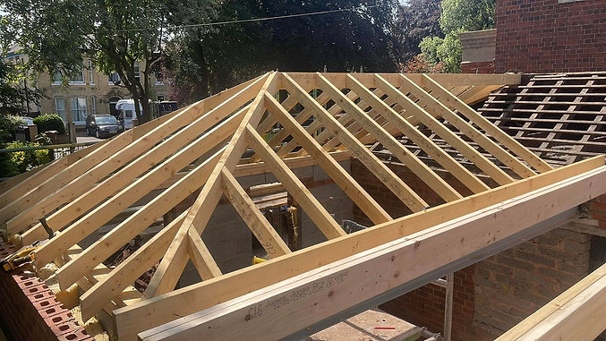 Timber roof trusses prepared for new tile installation