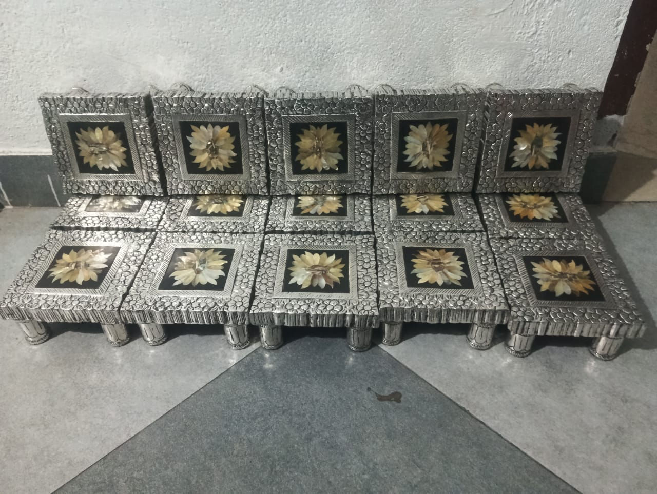 German Silver Mother of Pearl Chowkis