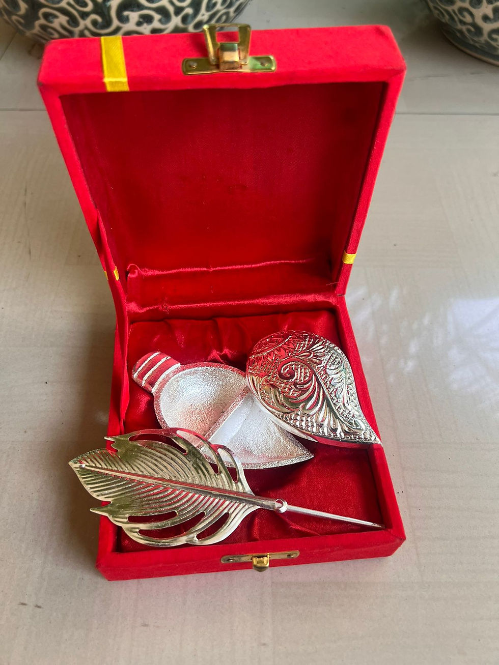 Thumbnail: Antique Pan Dibbi With Tilak Stick (10 piece)