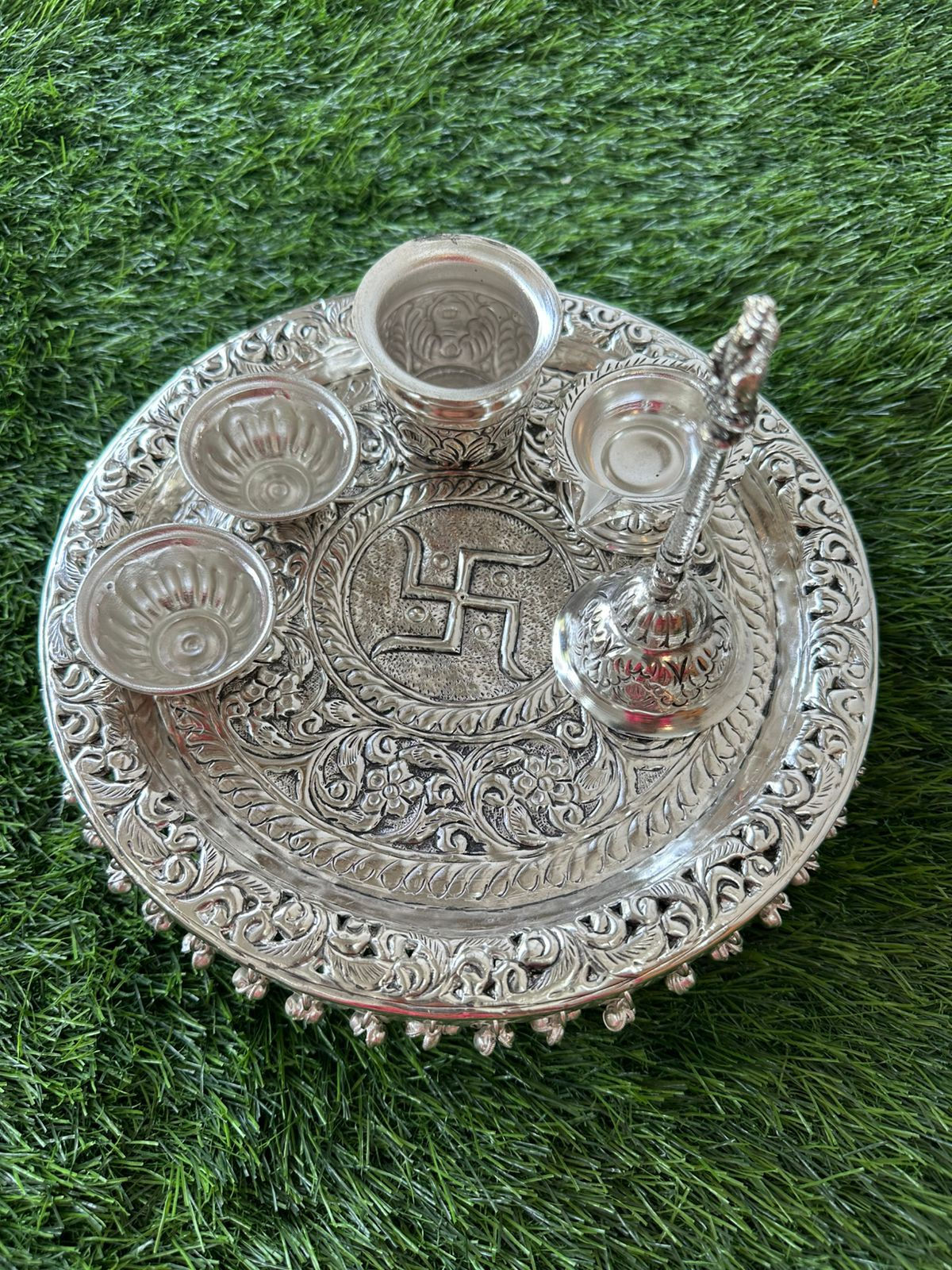 German Silver Antique Thali Set