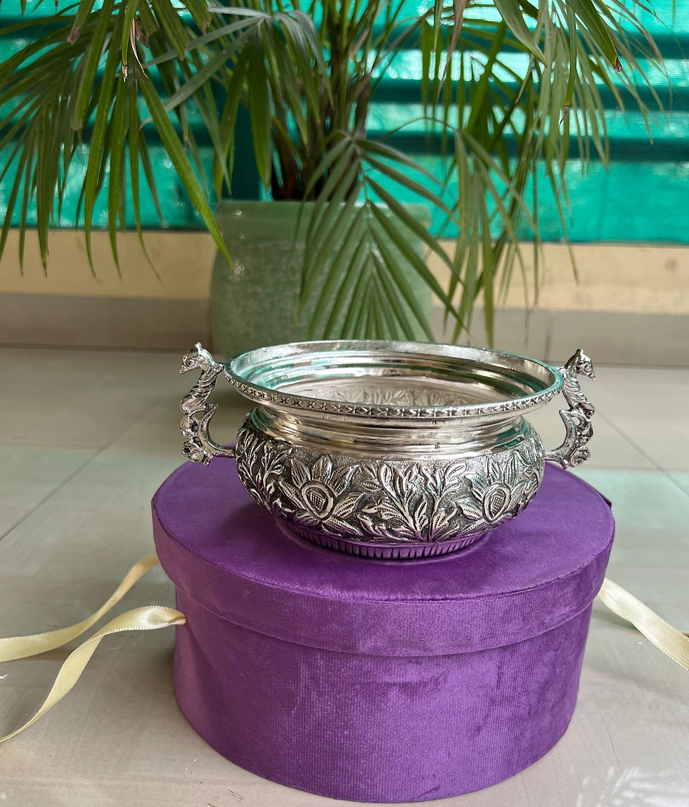 Thumbnail: Round urli with beautiful carving