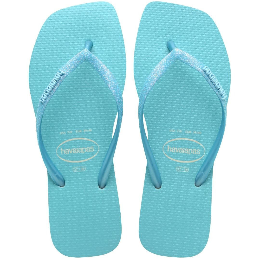 Chinelo Havaianas Slim Square Glitter Neon Azul