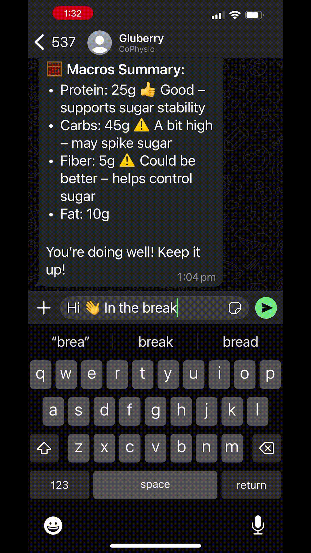 Gluberry demo video - AI diet coach for low carb and High protein diet
