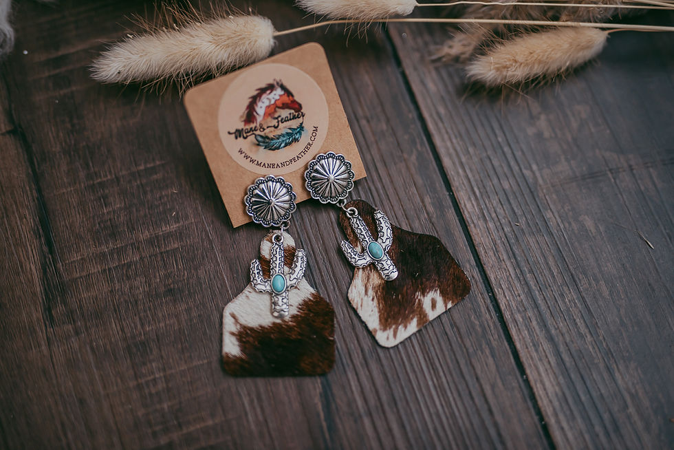 Thumbnail: Genuine Cowhide Cactus Earrings
