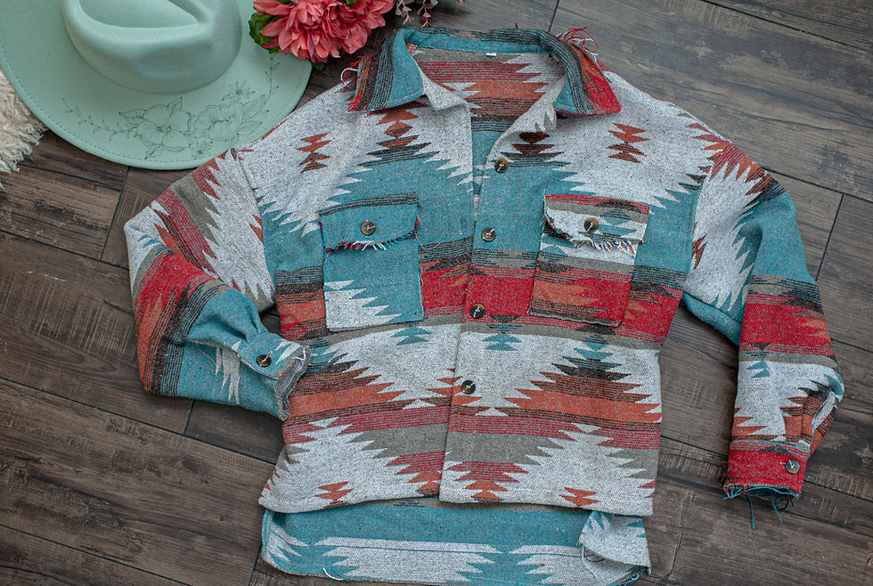 Thumbnail: Women's Aztec Shacket - Tri-color