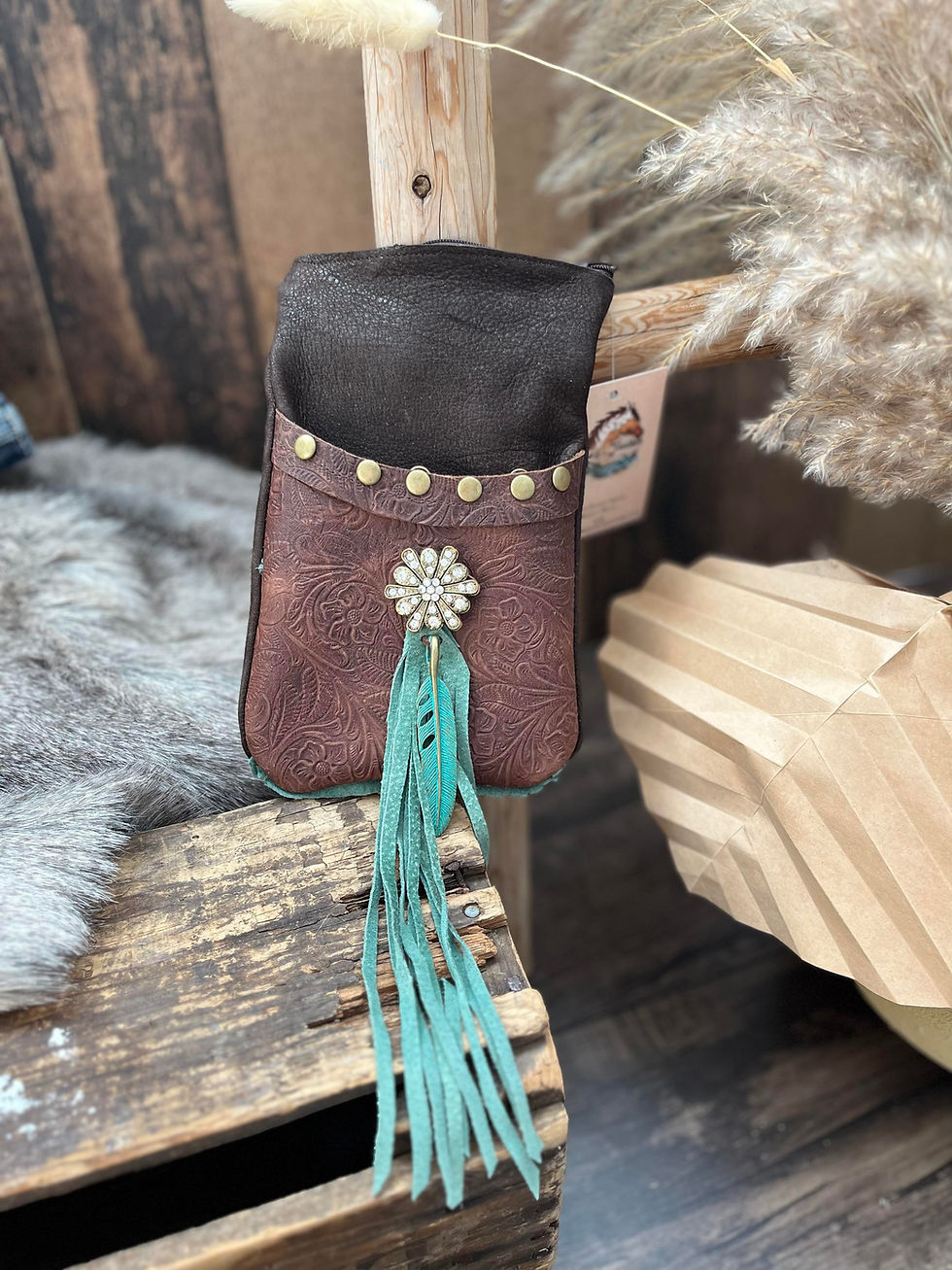 Thumbnail: Custom Leather Clip-On Cell Phone Bag