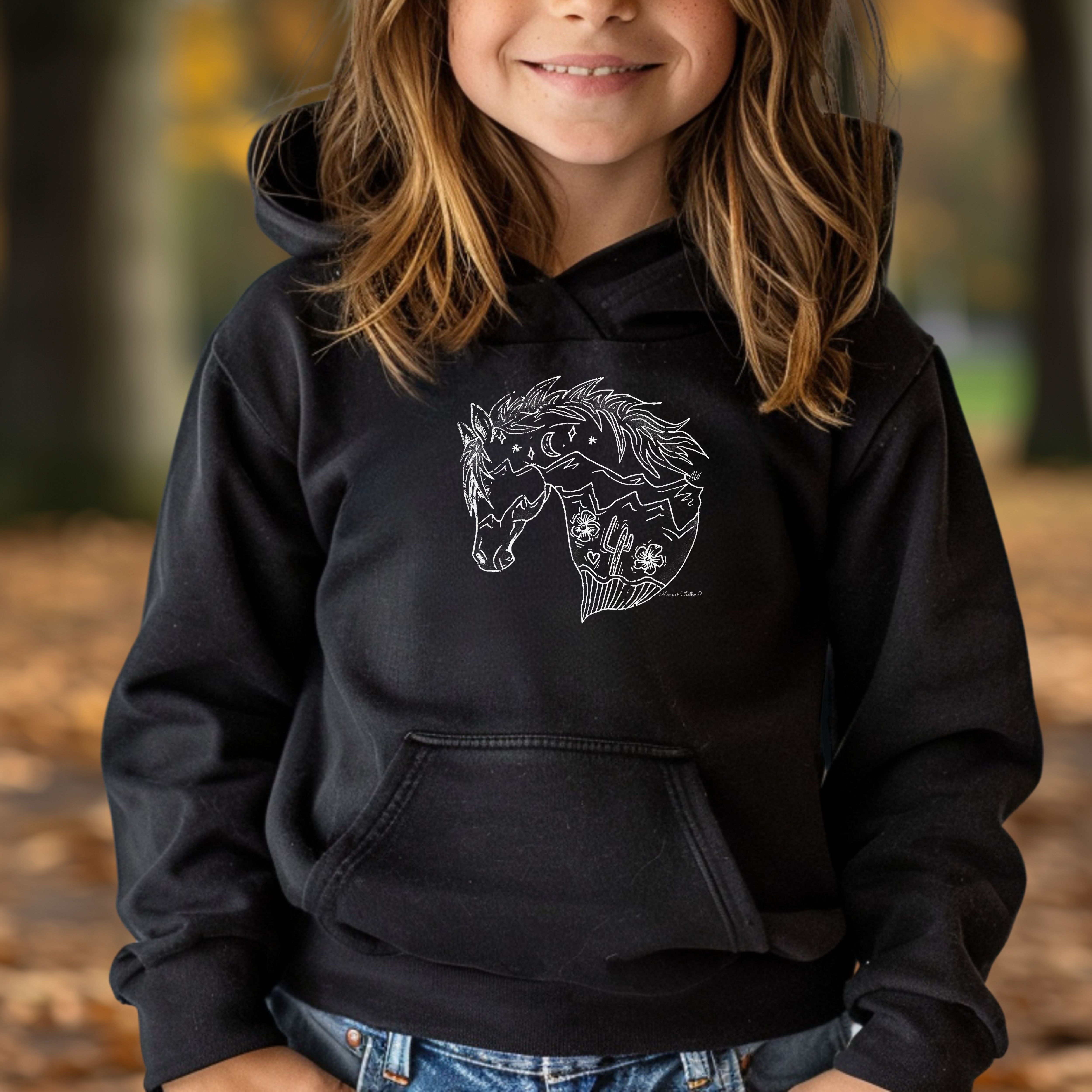 Rustic Pony Sketch | Youth Western Hoodie