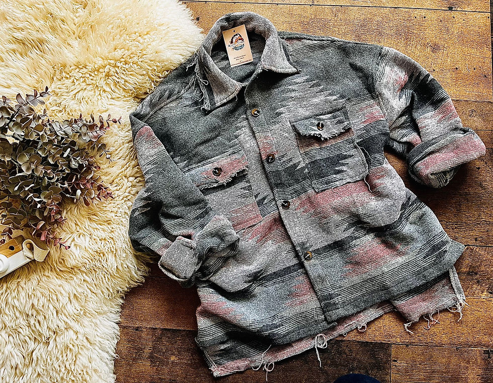 Thumbnail: Women's Aztec Shacket - Grey and Pink