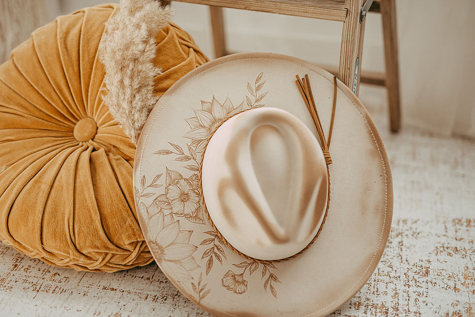 Thumbnail: Floral Design Pyrography Burned Hat