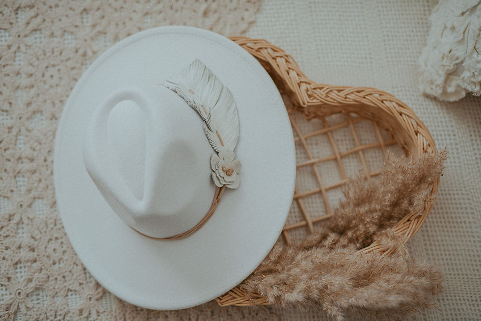 Thumbnail: Wide Brim Cowgirl Hat with Leather Feather Hat Band