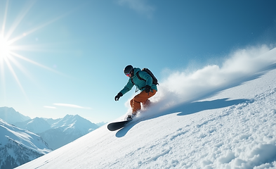 A snowboarder riding down the mountain wearing a lightweight snow helmet and goggles