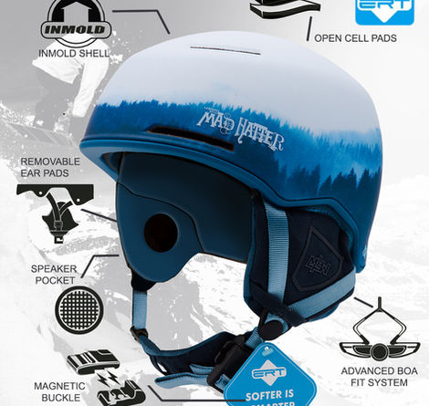 Cirque Ski and Snowboard with ERT Impact protection, removable ear pas and liner, ventilation system and adjustable dial fit. 