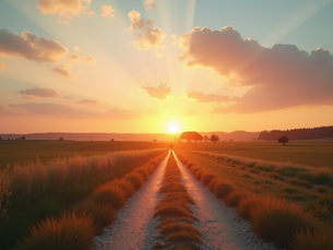A serene landscape representing a journey towards creativity
