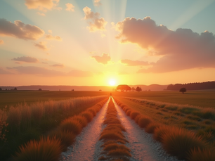 A serene landscape representing a journey towards creativity