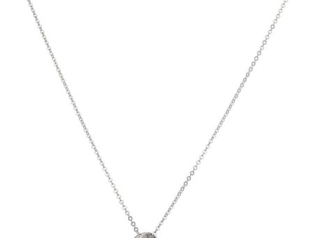 New 9ct White Gold 18 Inch Diamond Set Knot Necklace