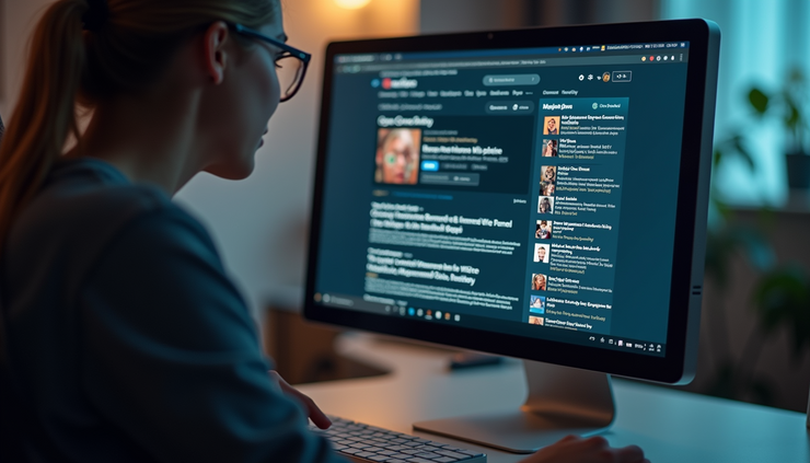 Eye-level view of a digital interface showing search results highlighting a music artist profile