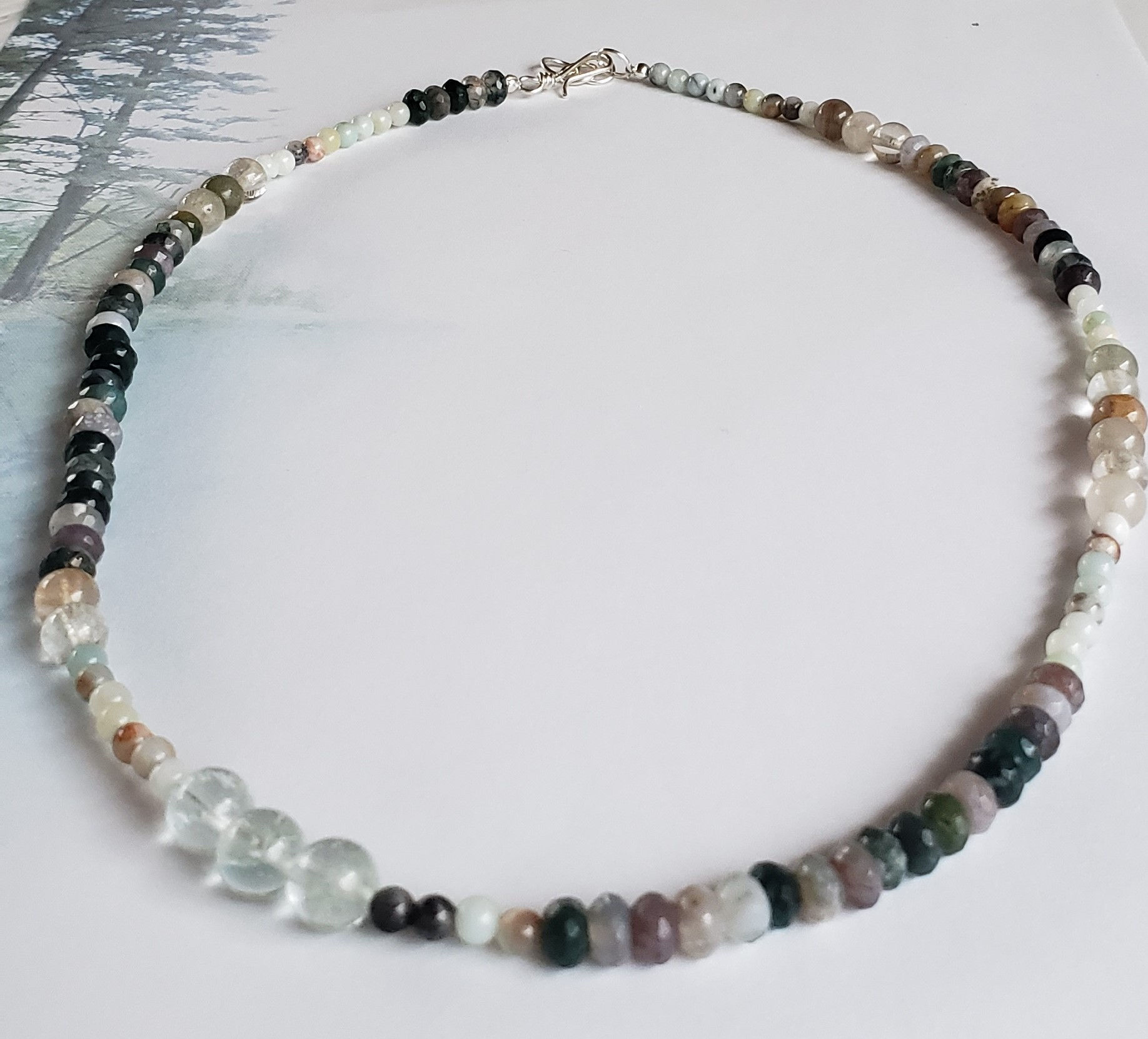 Fancy Jasper, Amazonite, Mixed Agate and Melon Quartz Gemstone Necklace