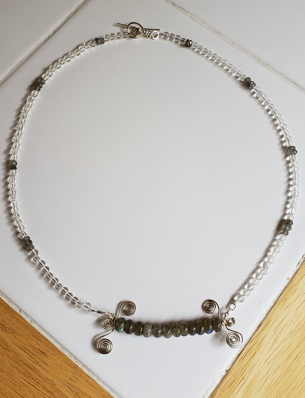 Thumbnail: Labradorite & Quartz Boho Stone Choker / Raw Stone Healing Necklace