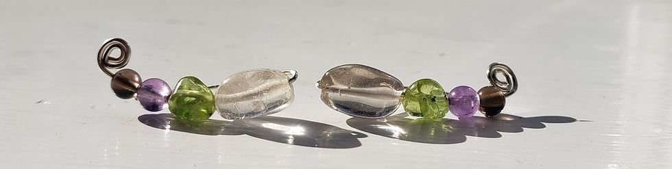 Thumbnail: Quartz, Peridot, Amethyst and Smoky Quartz Gemstone Earrings / Climber Earrings