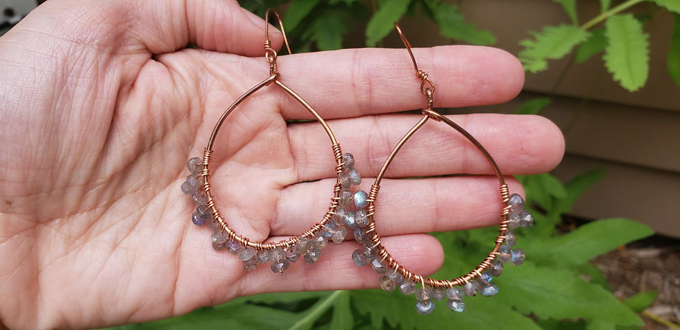 Thumbnail: Copper & Labradorite Earrings Dangle / Drop Earrings