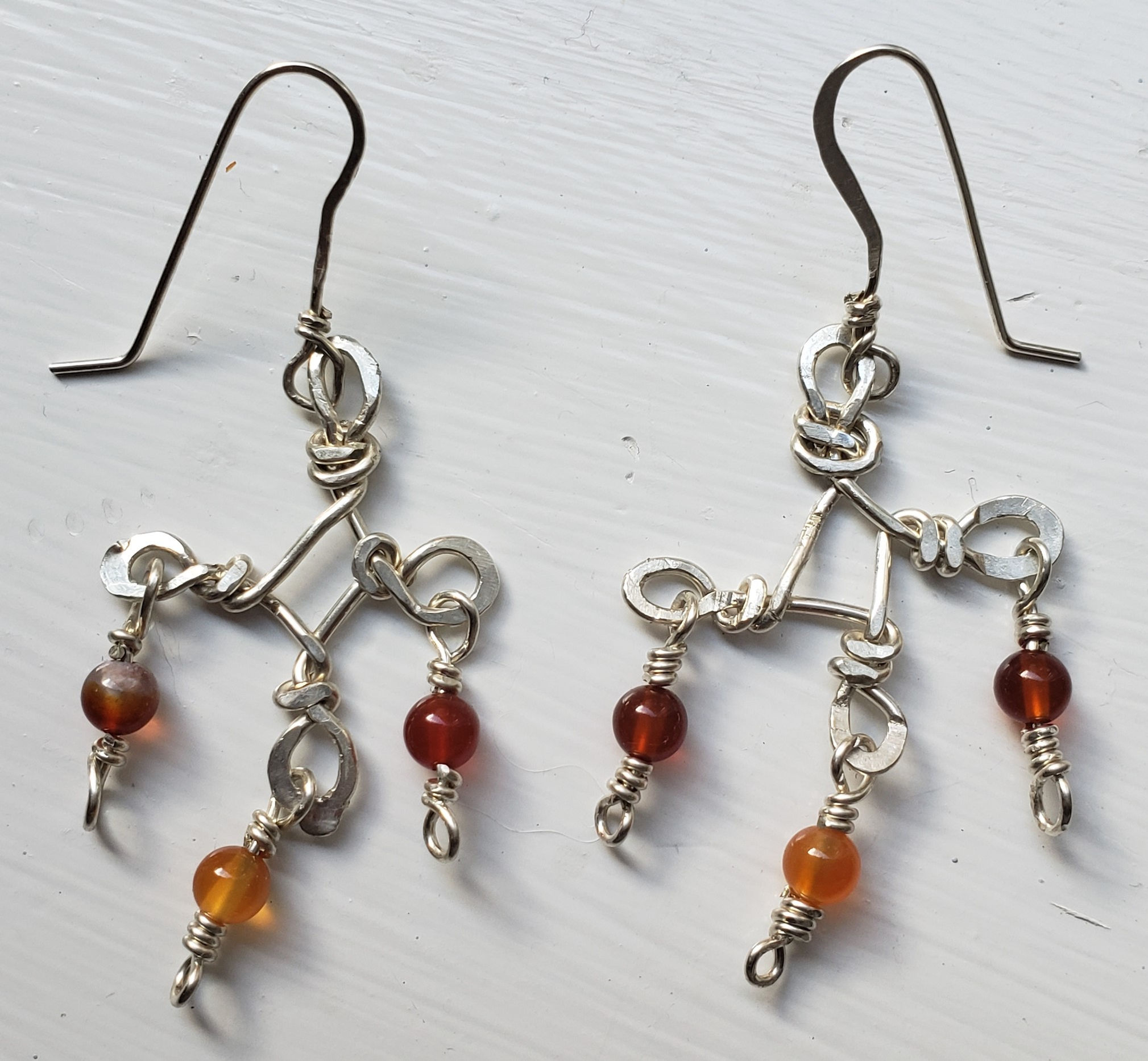 Sterling Silver and Carnelian Dangle Earrings