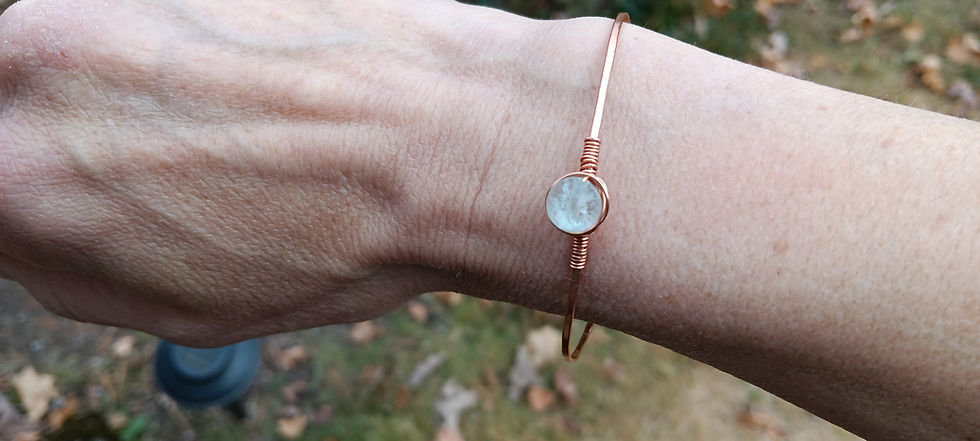 Thumbnail: Watermelon Quartz & Copper Bangle Bracelet Layering Bracelet LOTR Bracelet