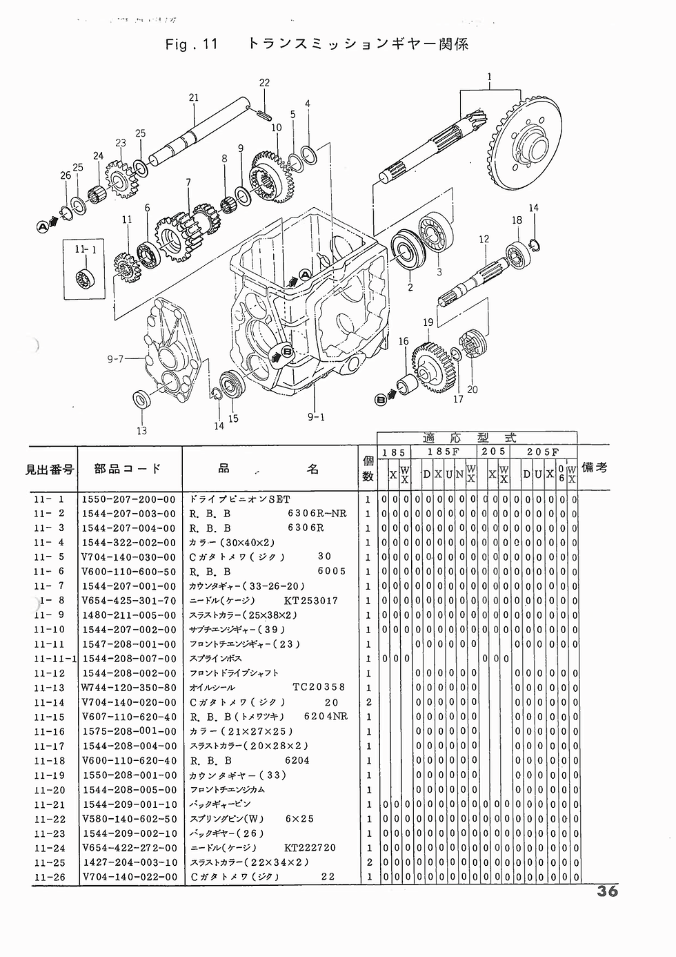 Miniature : Vue éclatée ISEKI TU185-TU205