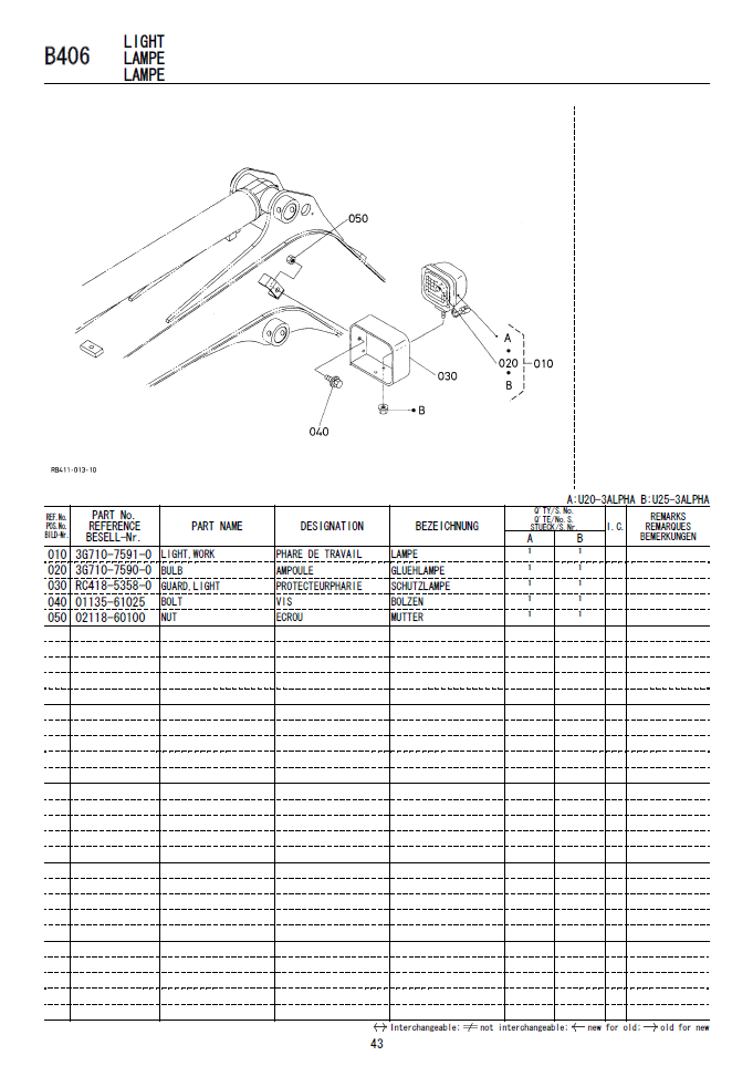 Miniature : Vue éclatée Kubota U20-3a, U25-3a
