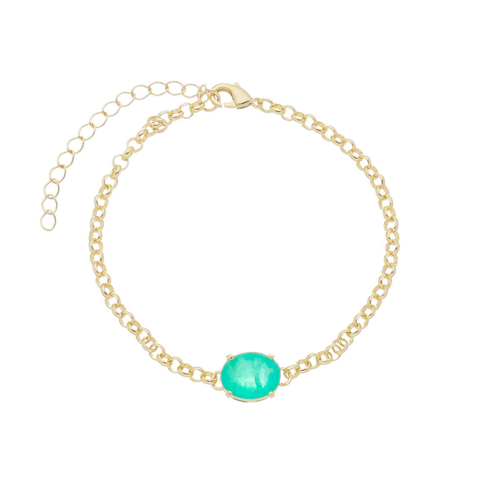 Pulseira com pedra Fusion oval Turmalina no ouro