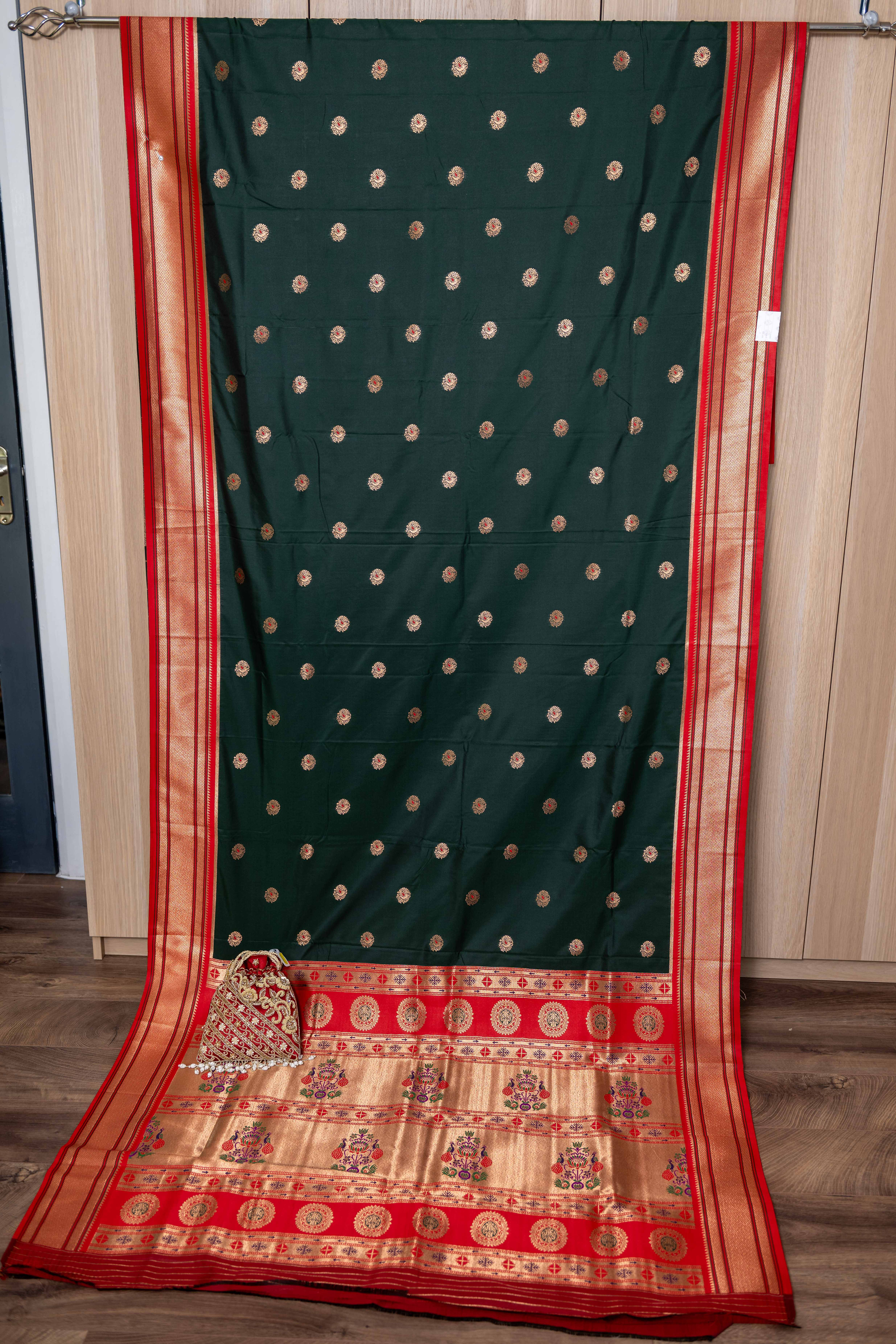 Paithani Silk Green and Red Saree