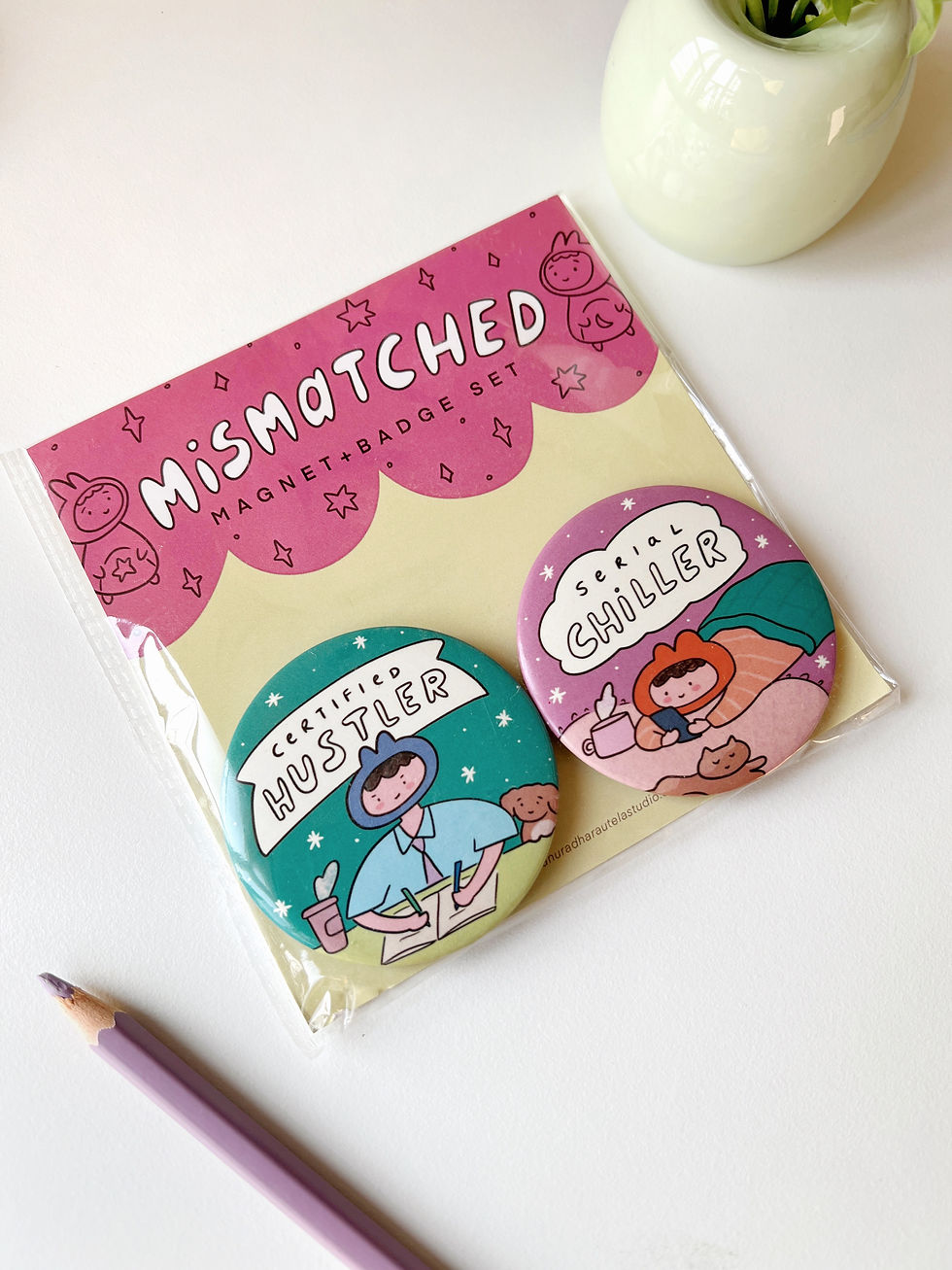 Thumbnail: Chiller with Hustler - Mismatched Magnet + Badge Set