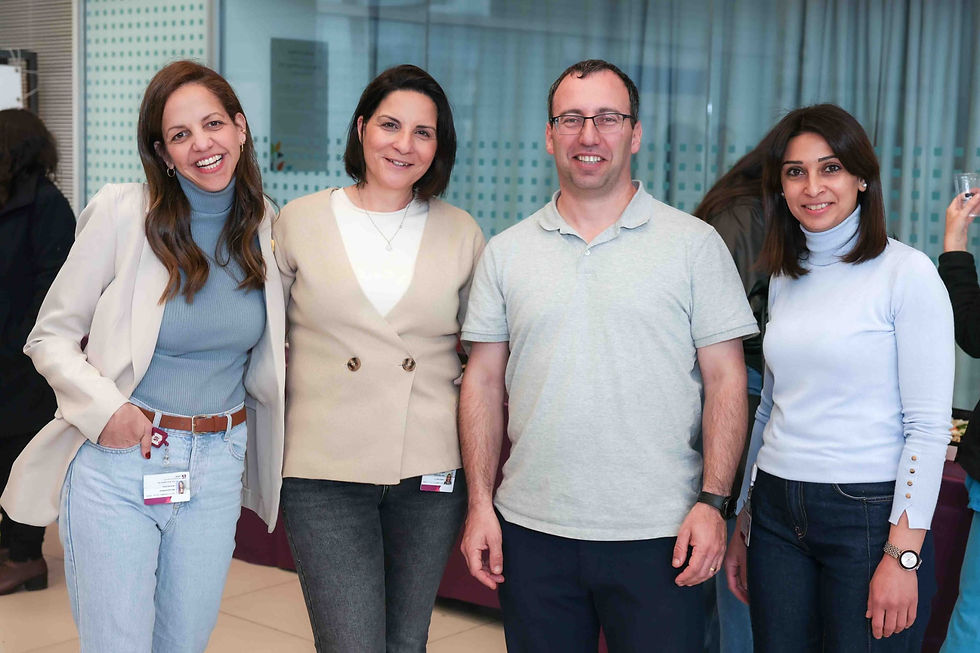 The facial nerve treatment clinic team at Rambam (from right to left): Eman Yassin, Dr. Yotam Shkedy, Avivit Nitka (clinic coordinator), and Dr. Adi Lavie-Rotenberg. Photo: Rambam HCC