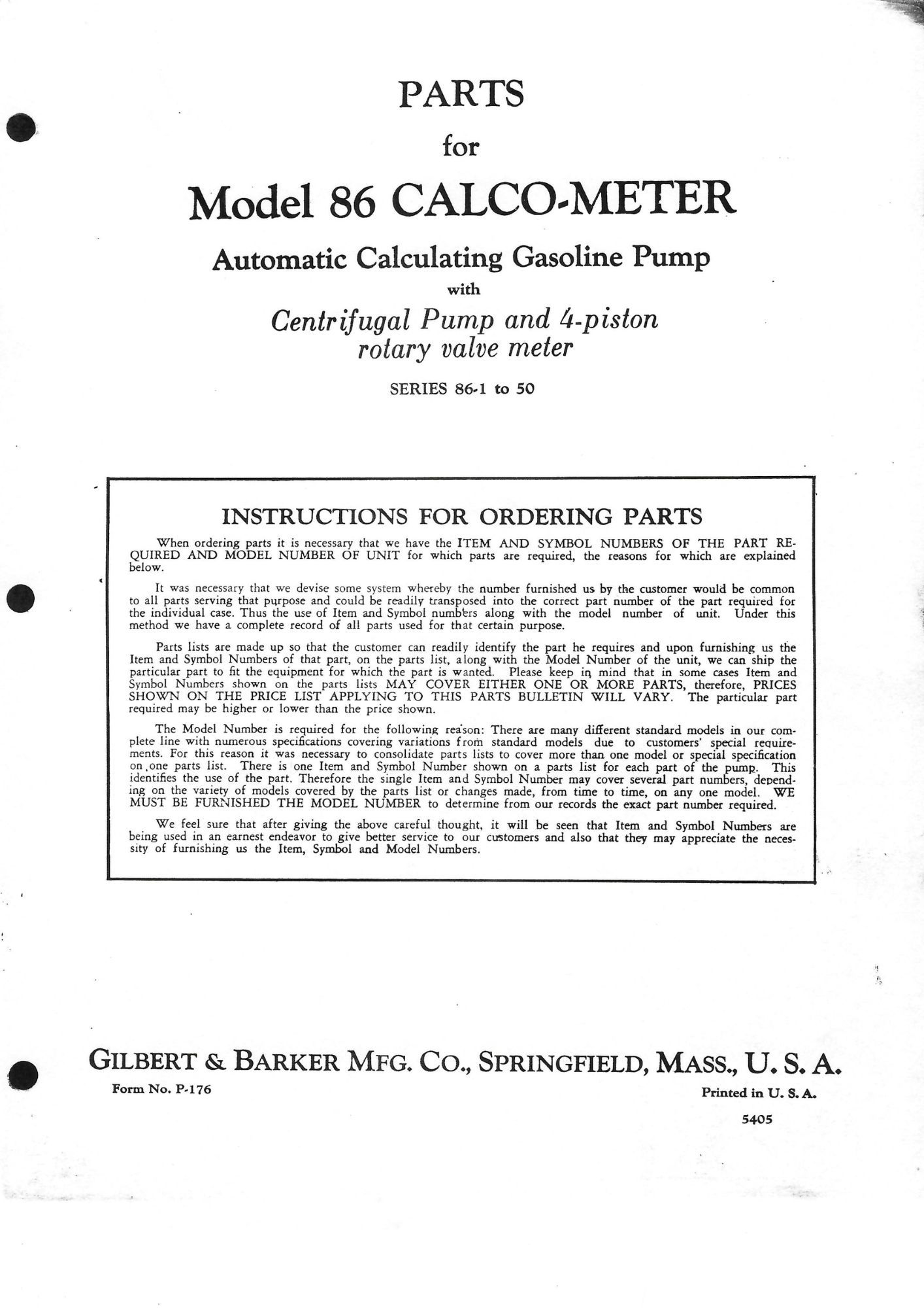 Gilbarco 86 Parts List