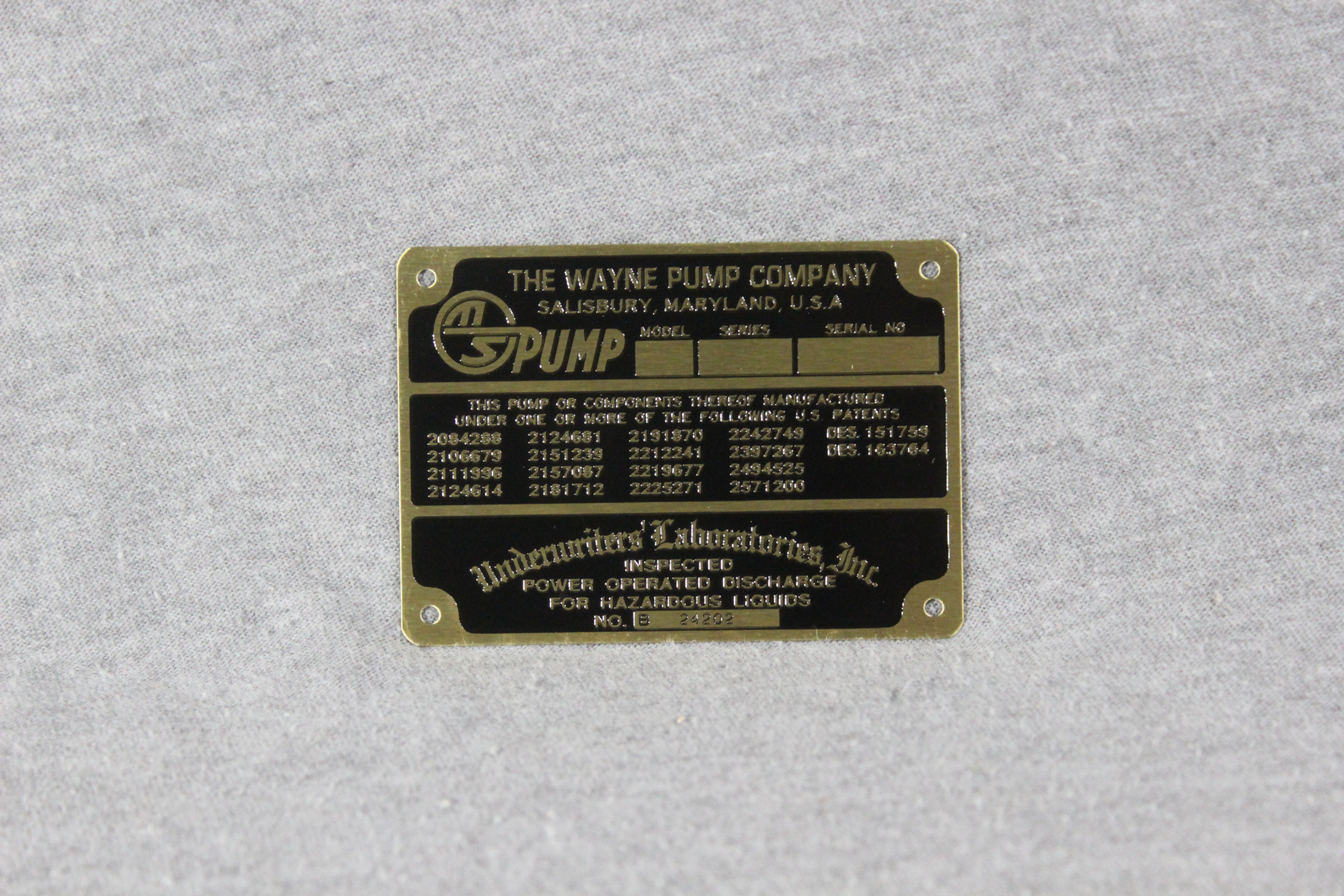 Wayne Martin Schwartz Gas Pump ID Tag