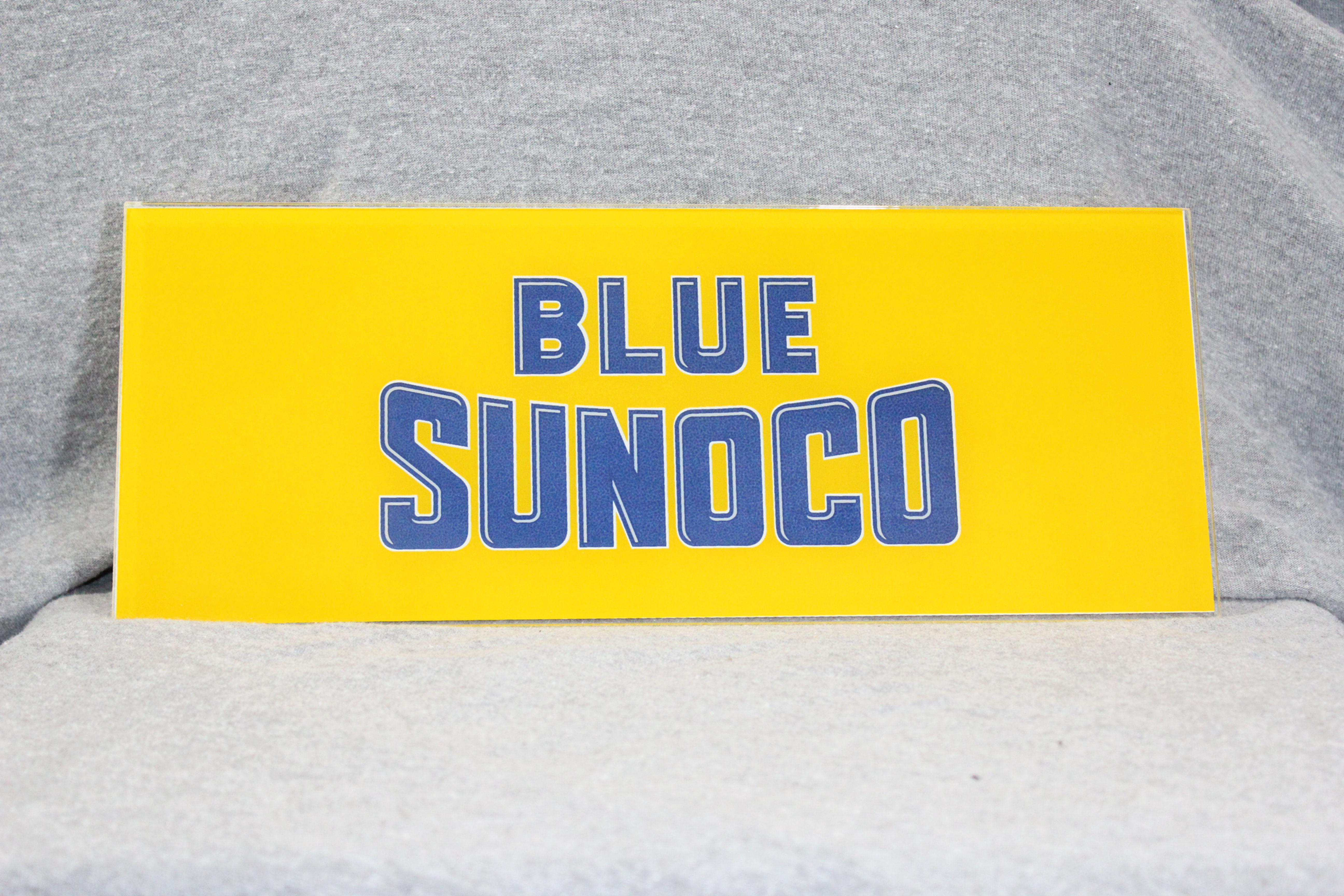 Blue Sunoco Ad Glass