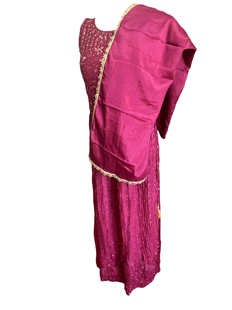 Magenta Salwar With Embroidery Work