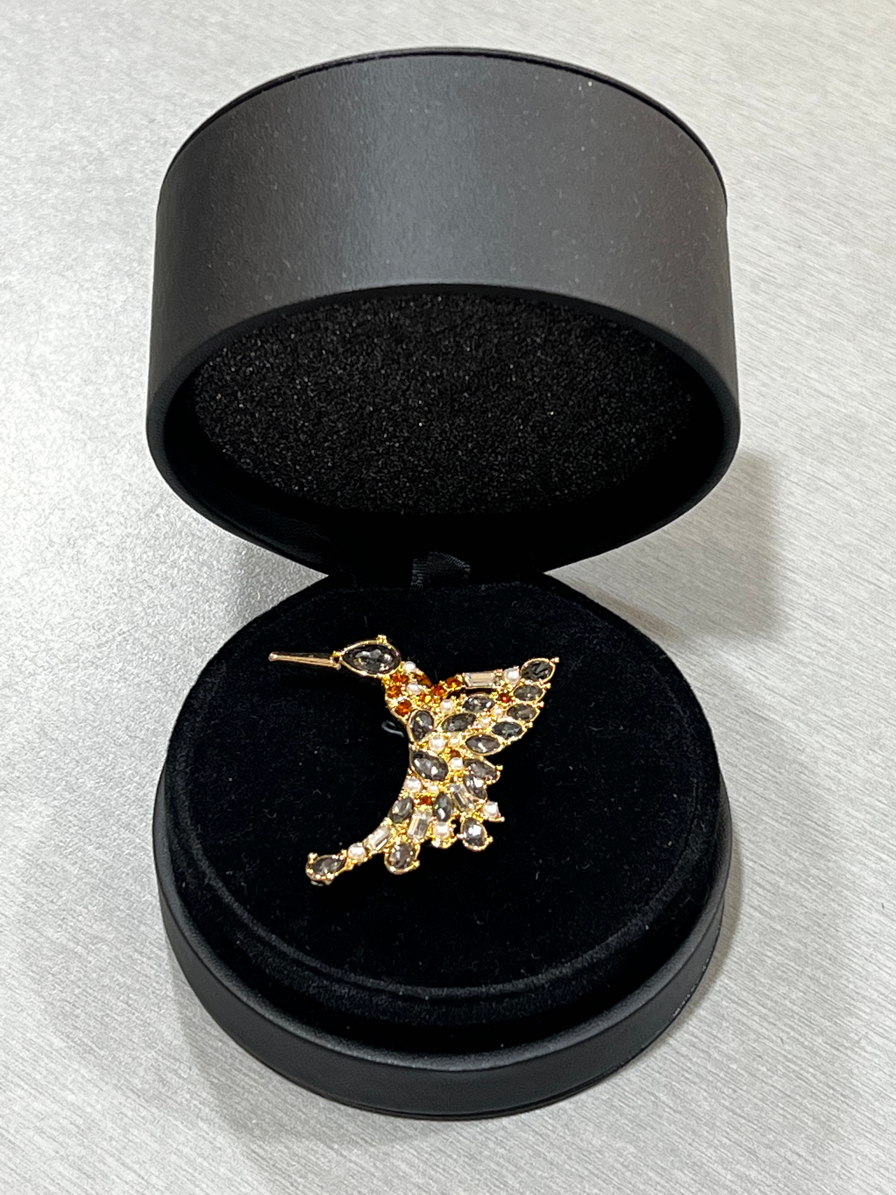 Halcyon Hummingbird Stone Set Crystal Brooch