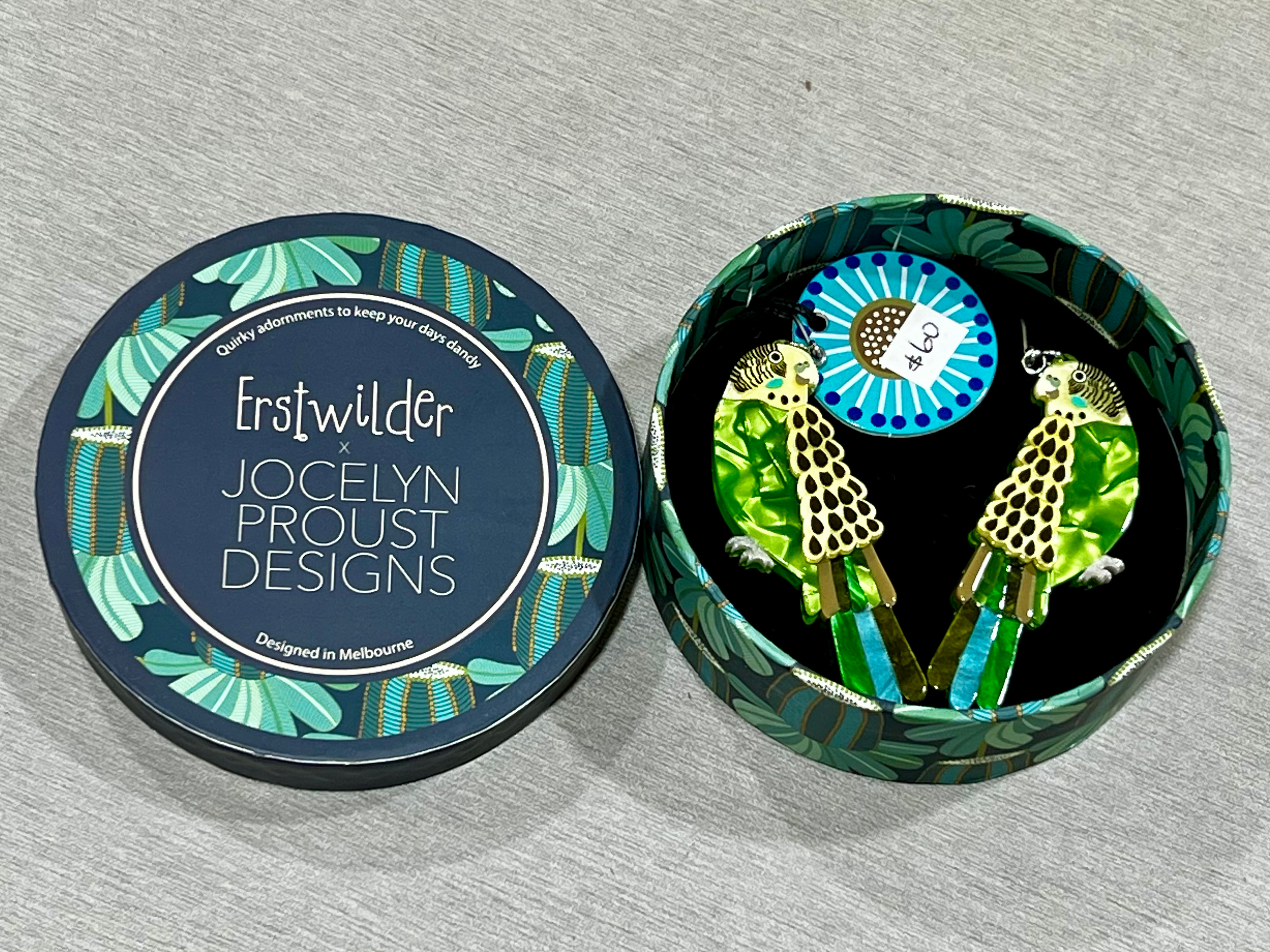 Flossie the Budgie Drop Earrings