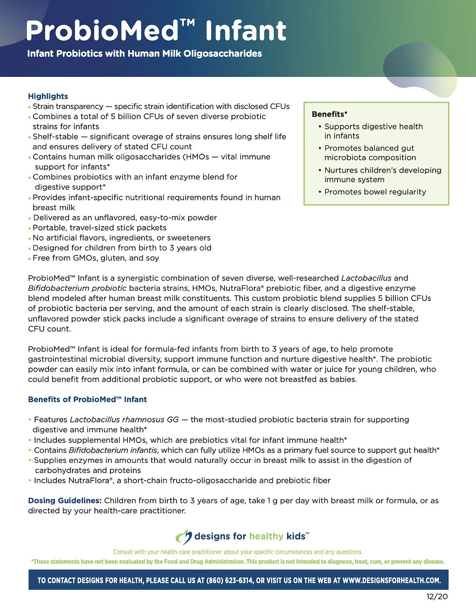 probiomed infant patient information sheet