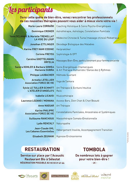 liste des participants salon bien etre 2