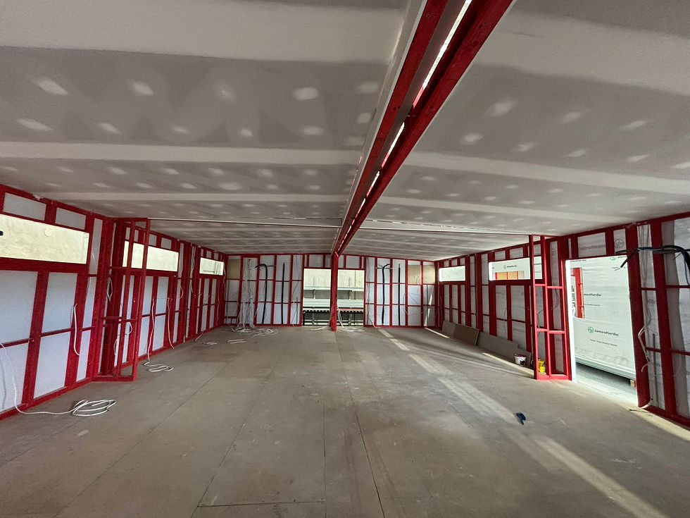 Construction of modular building with folding door structure and supports consulted by Australian Folding Doors as the supplier and installer