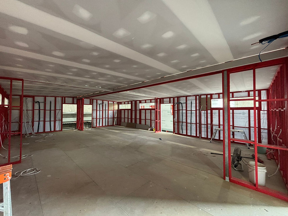 Construction of modular building with folding door structure and supports advised by y Australian Folding Doors as the supplier and installer