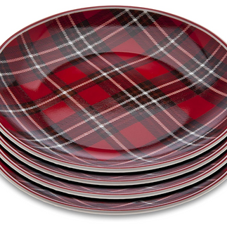 Red Tartan china side plates
