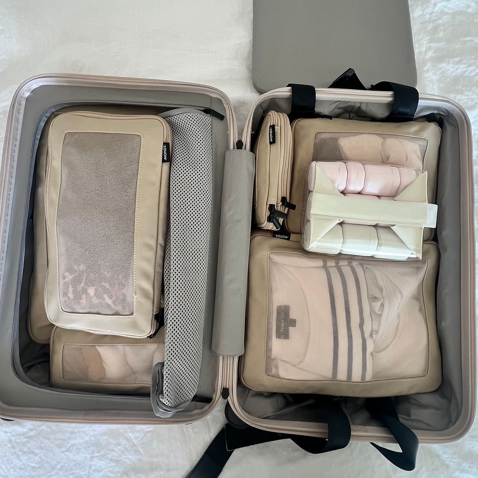 Monos Compression Packing Cubes & Cadence Parcel in Monos Carry - On Suitcase