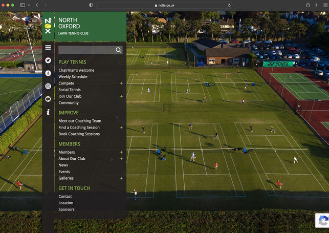 Tennis club website homepage image