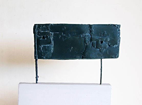 tranquil, utopian, surreal, abstract welded bronze sculpture