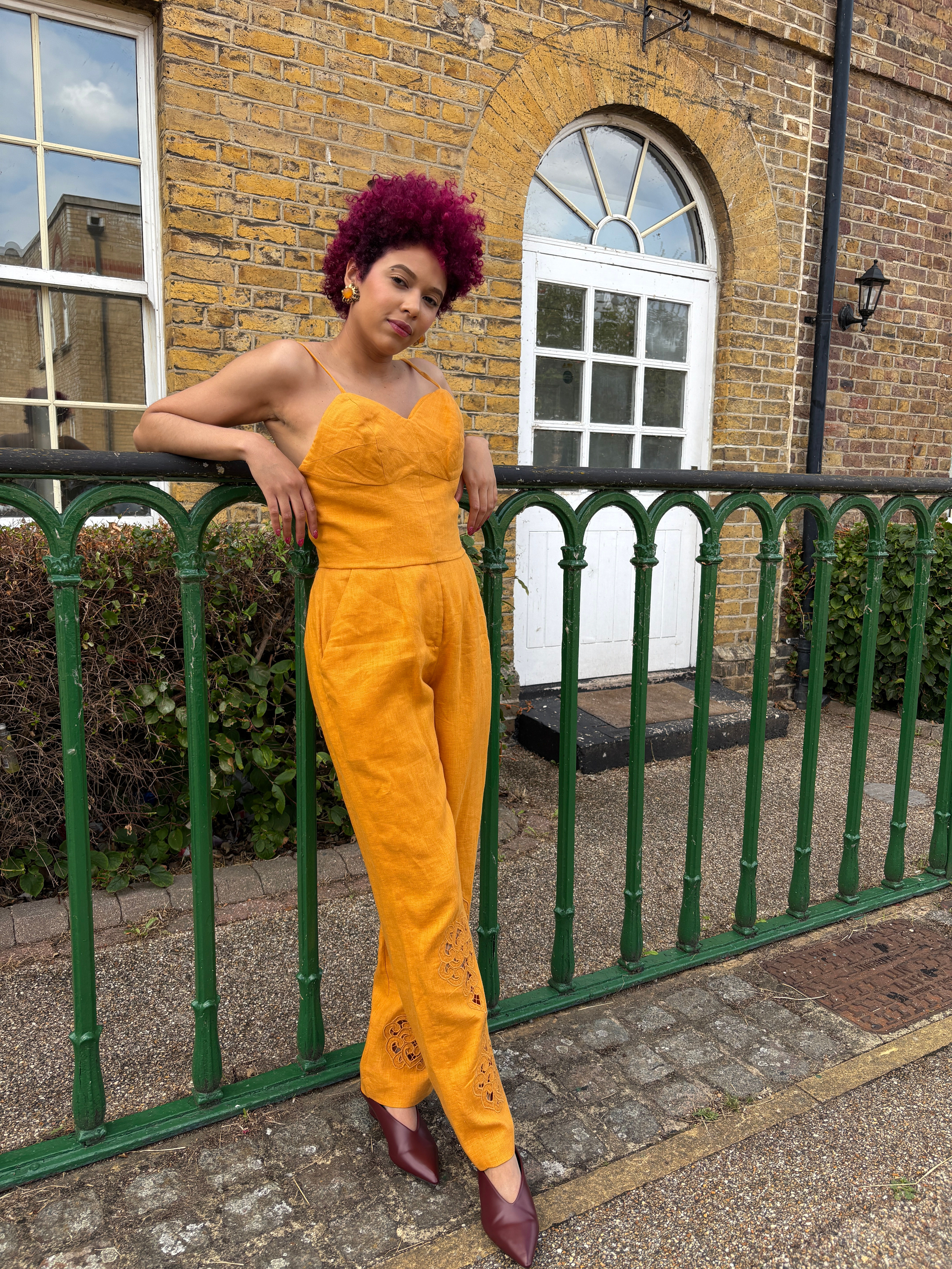 Distinct Linen Corset with Strap Side View