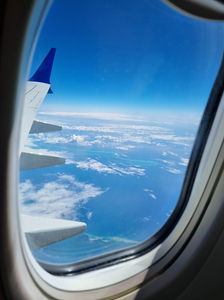 My view from the plane window while flying above Belize, Central America
