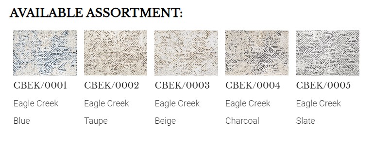 Five colors of Couristan Carpet, Eagle Creek