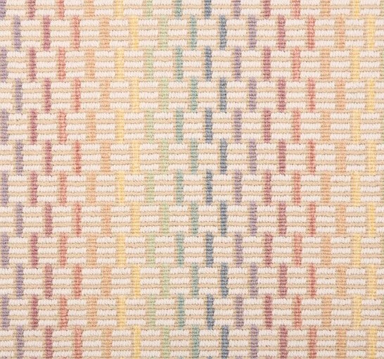 Close up of Marilyn Carpet from Stanton featuring multi-color pastel stripes.